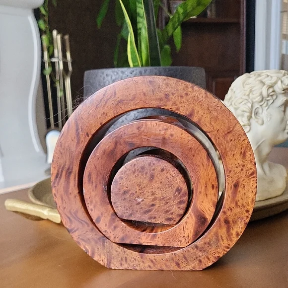 Elegant Brown Wooden Candle Holders - Picture 2 of 2